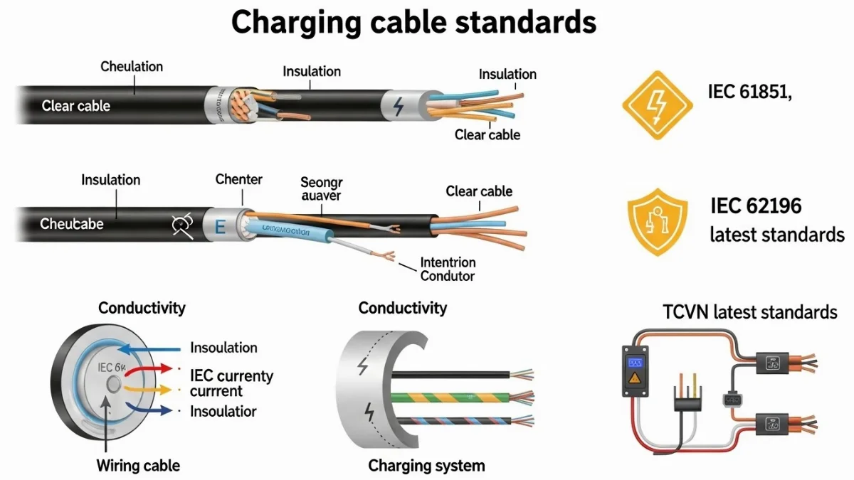 Một người đang cắm cáp sạc xe điện an toàn và đúng cách