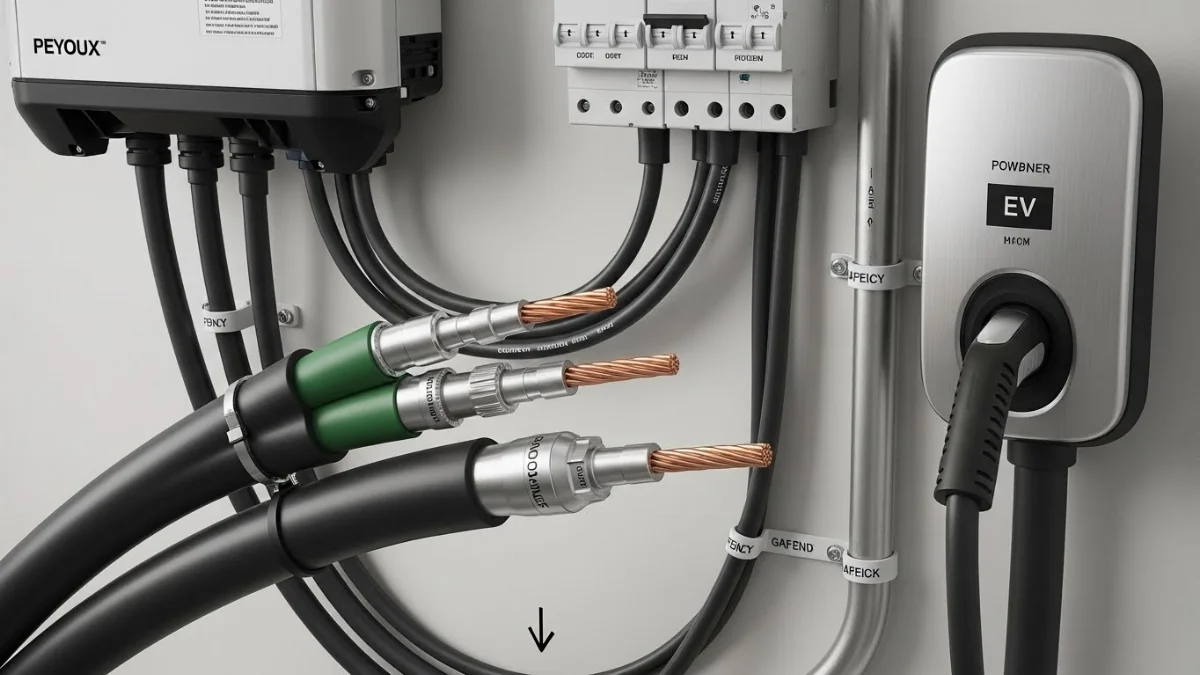 Hệ thống sạc xe điện (EV) tích hợp với tấm pin mặt trời và bộ biến tần gia đình