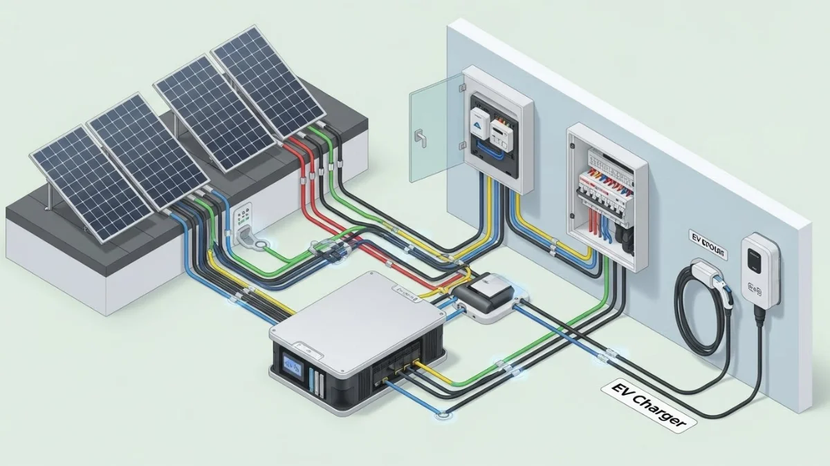 Quá trình lắp đặt và đấu nối dây dẫn chuyên dụng cho trạm sạc xe điện (EV) đảm bảo an toàn kỹ thuật