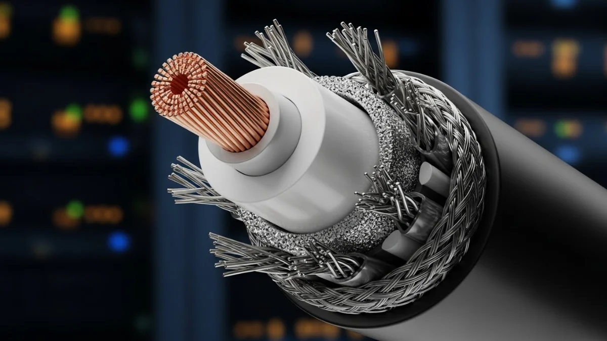 Hình ảnh cấu tạo cáp tín hiệu với lớp cách điện bảo vệ lõi dẫn