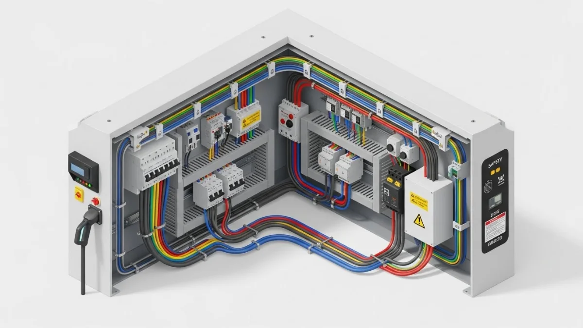 Sơ đồ cấu tạo chi tiết bên trong dây cáp sạc xe điện