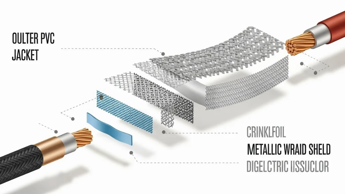 Sơ đồ cấu tạo cáp tín hiệu chống nhiễu 2 lớp