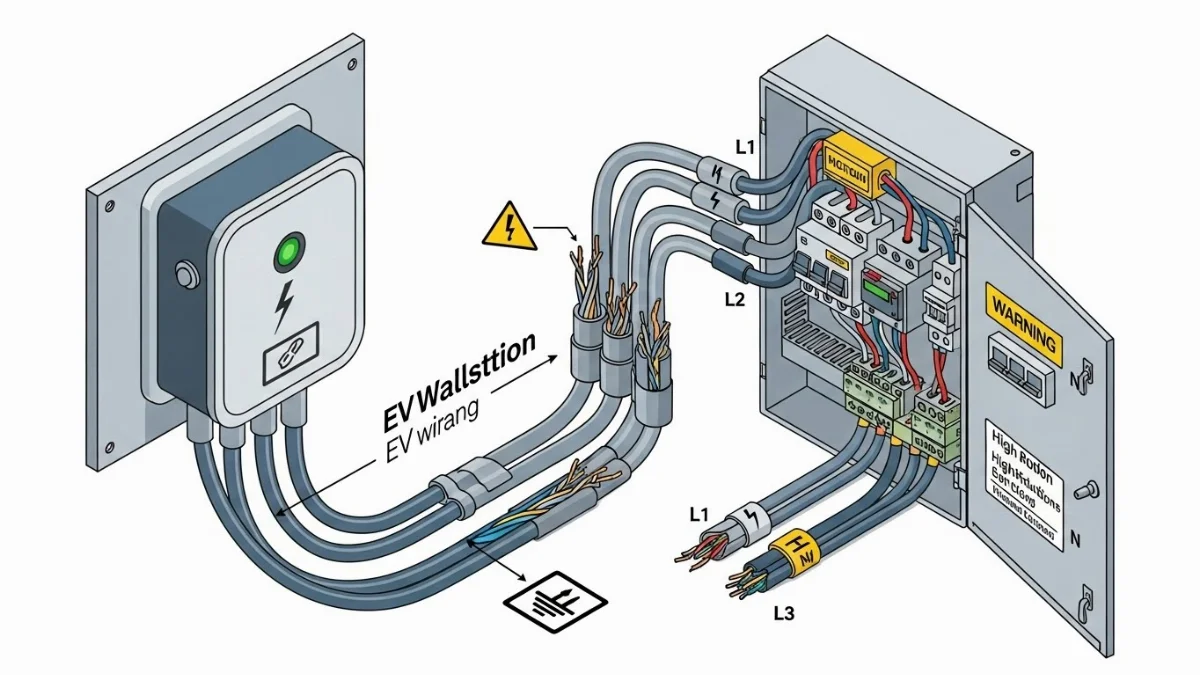 Kỹ thuật đi dây an toàn từ tủ điện đến wallbox