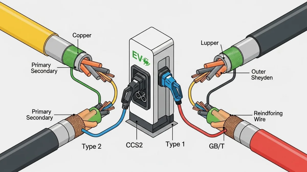 Hình ảnh minh họa đầu sạc Type 1 phổ biến tại Bắc Mỹ