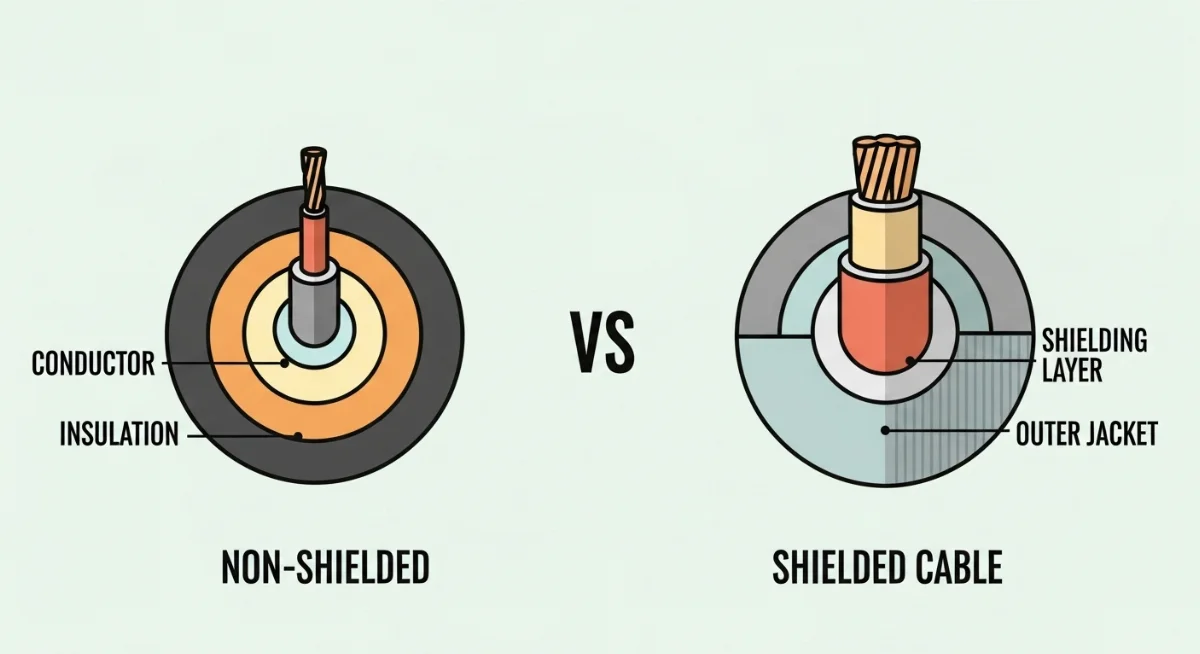 Lớp chống nhiễu băng nhôm và lưới bện trong cáp điều khiển