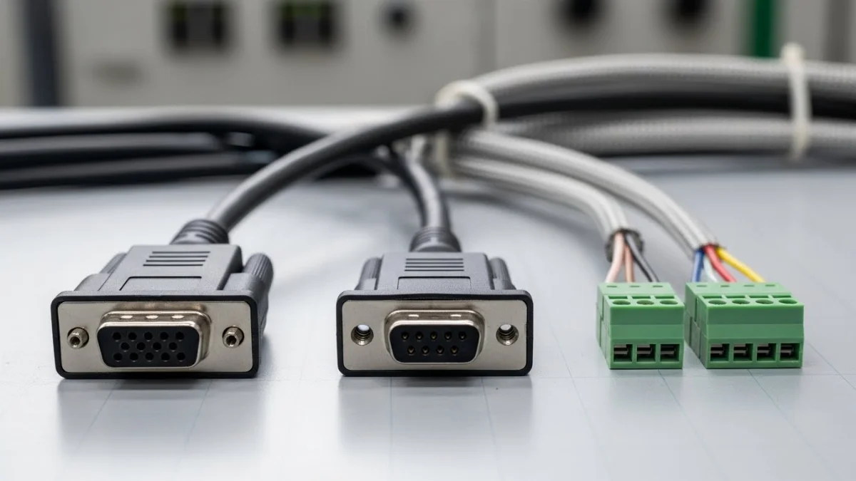 Hình ảnh so sánh các loại cáp tín hiệu RS232, RS485 và RS422 trong công nghiệp