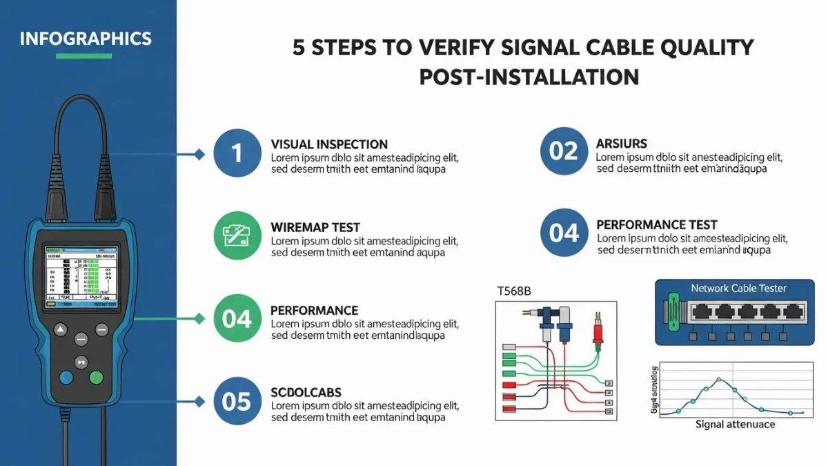 Kỹ thuật viên đang kiểm tra chất lượng cáp tín hiệu