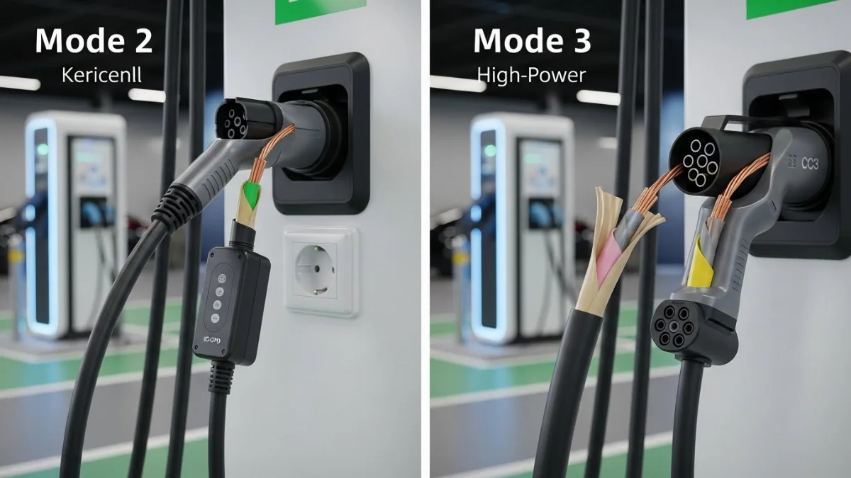 Cáp sạc Mode 2 tiện lợi với hộp điều khiển tích hợp cho xe điện