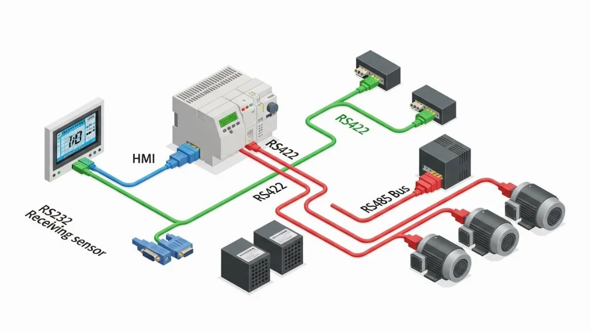 Hình ảnh các loại đầu nối và cáp tín hiệu phổ biến RS232, RS485, RS422