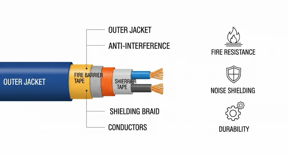 Kỹ sư kiểm tra thông số kỹ thuật cáp chống cháy chống nhiễu