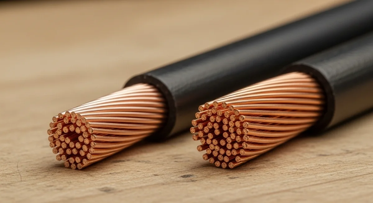 Hình ảnh minh họa cáp lõi đồng cứng với một sợi đồng đặc chắc chắn