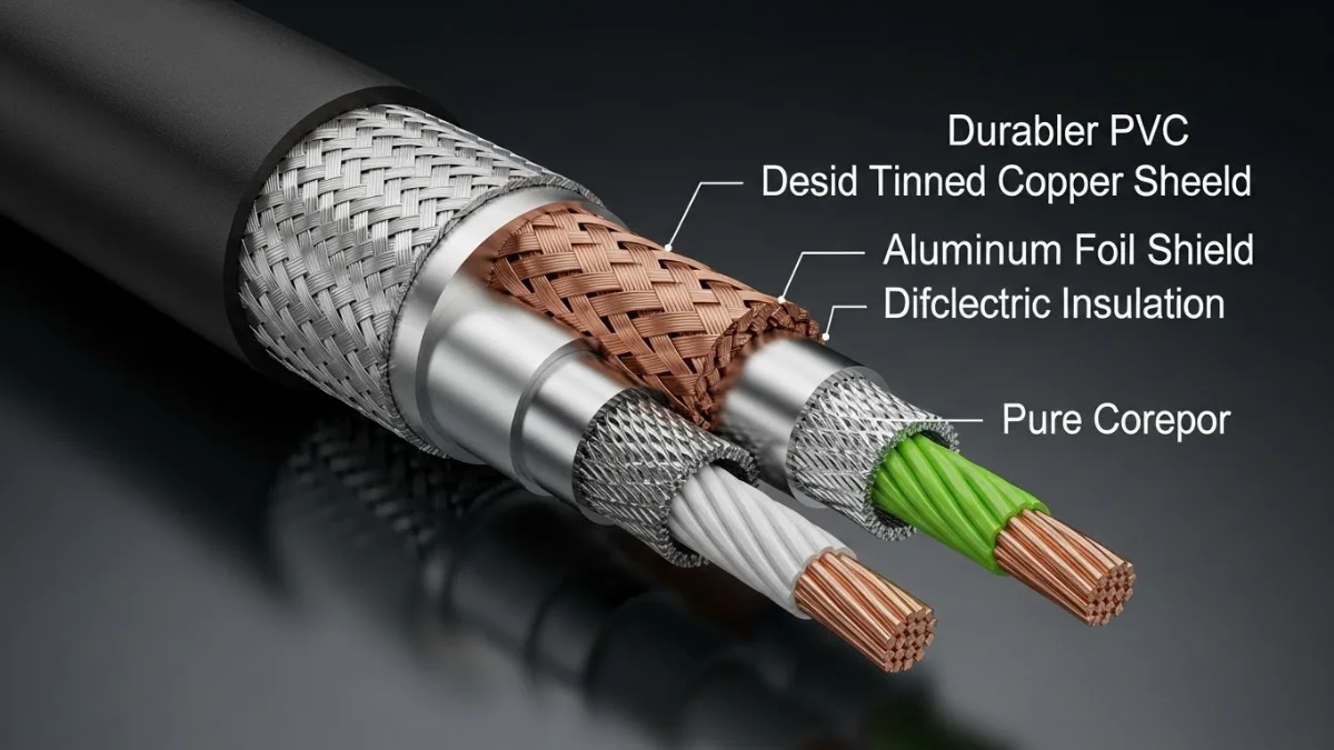 Hình ảnh các lớp chống nhiễu của cáp tín hiệu