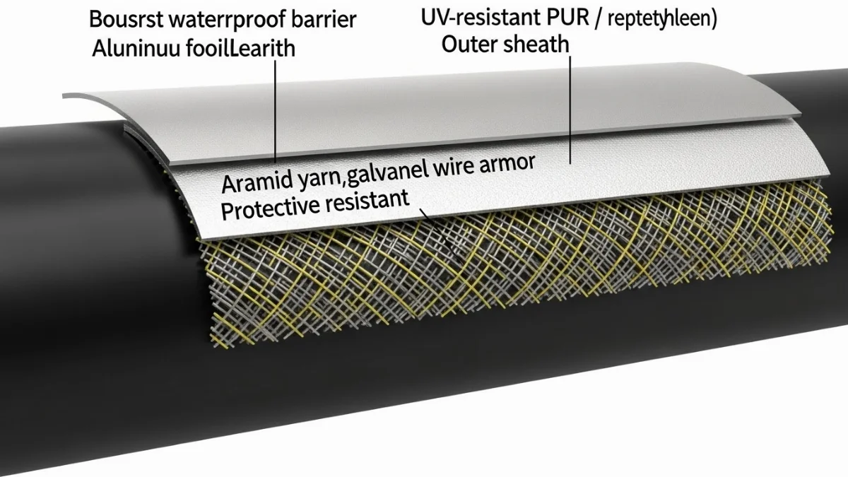 Cấu tạo cáp ngầm chịu lực chống thấm cho trạm sạc EV