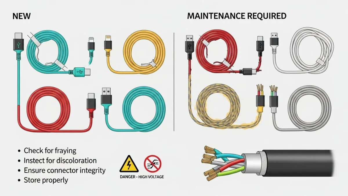 Dấu hiệu lão hóa của dây cáp sạc cần được thay thế
