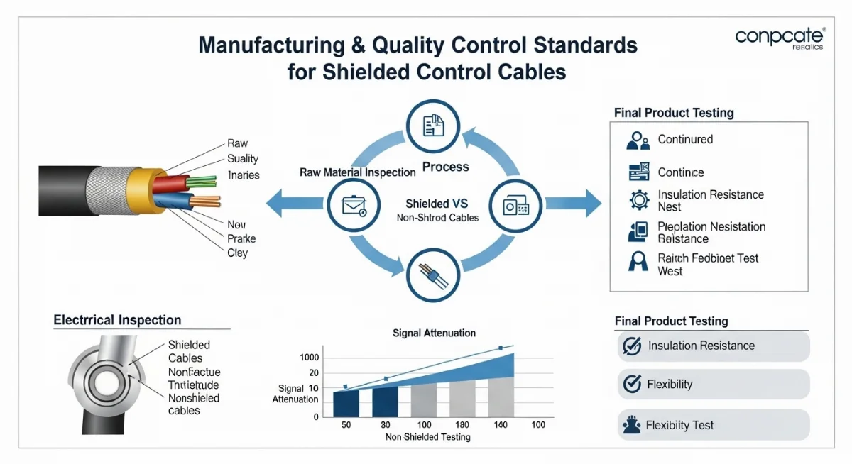Công nhân đang đóng gói các cuộn cáp điều khiển chất lượng cao