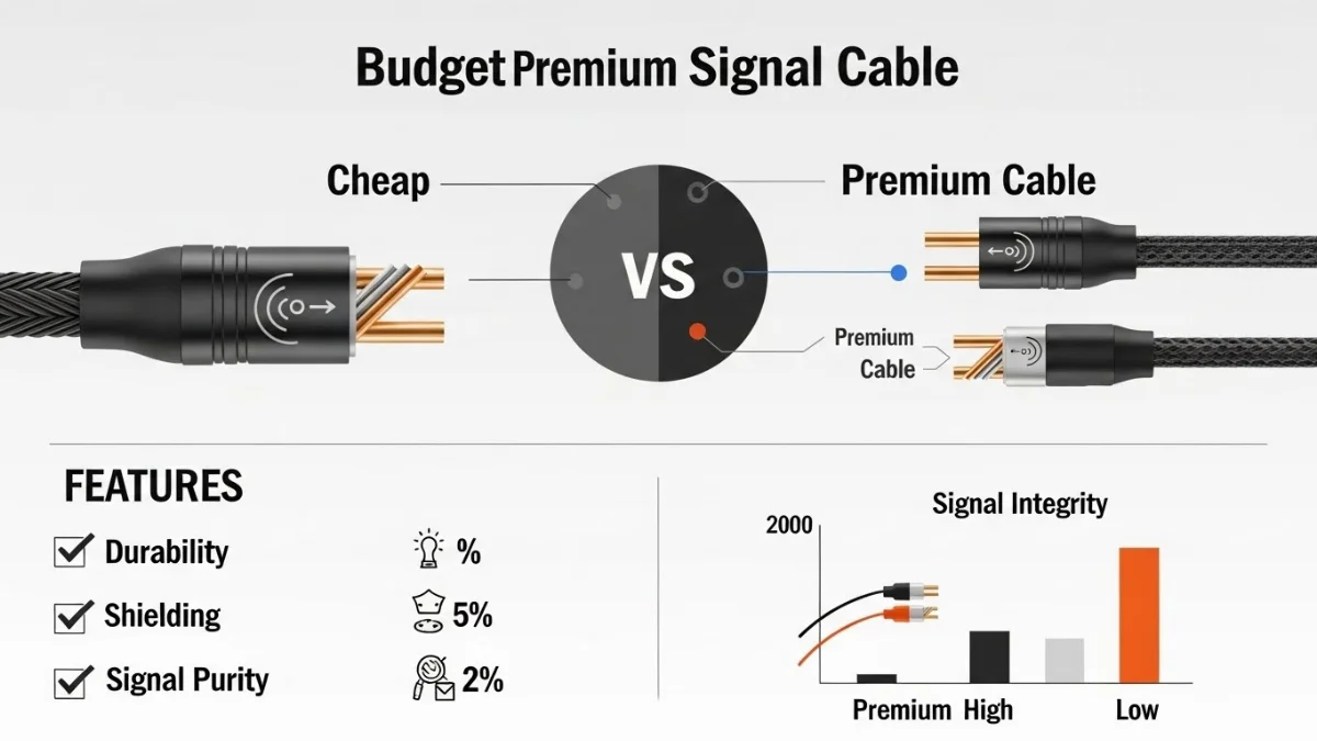 Một kỹ thuật viên đang kết nối cáp tín hiệu chất lượng cao trong hệ thống chuyên nghiệp.