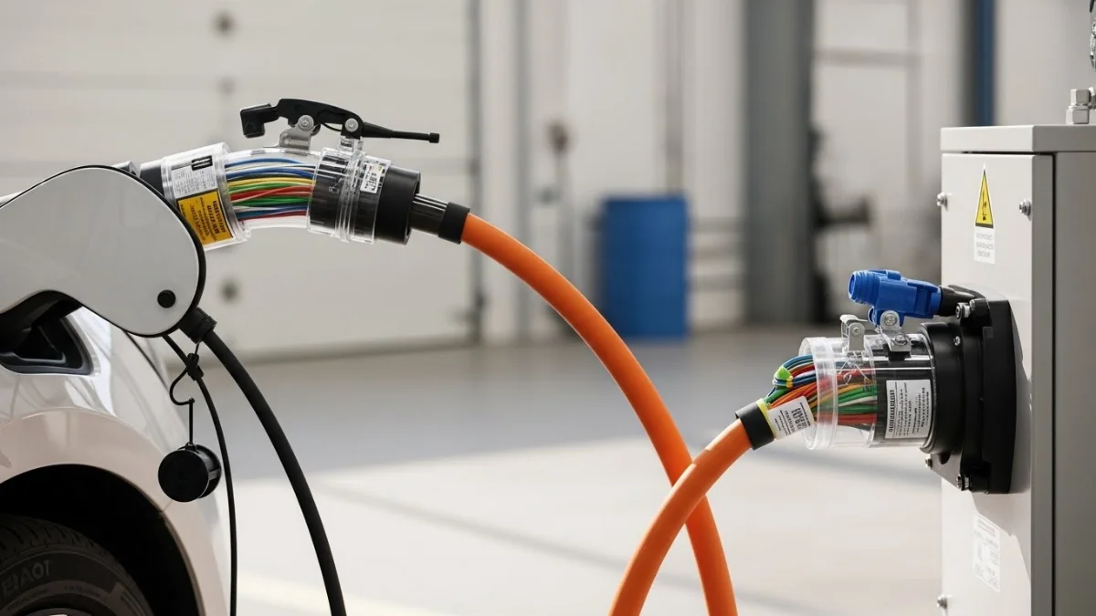 Cấu tạo cáp sạc V2L kết nối xe điện cấp nguồn thiết bị