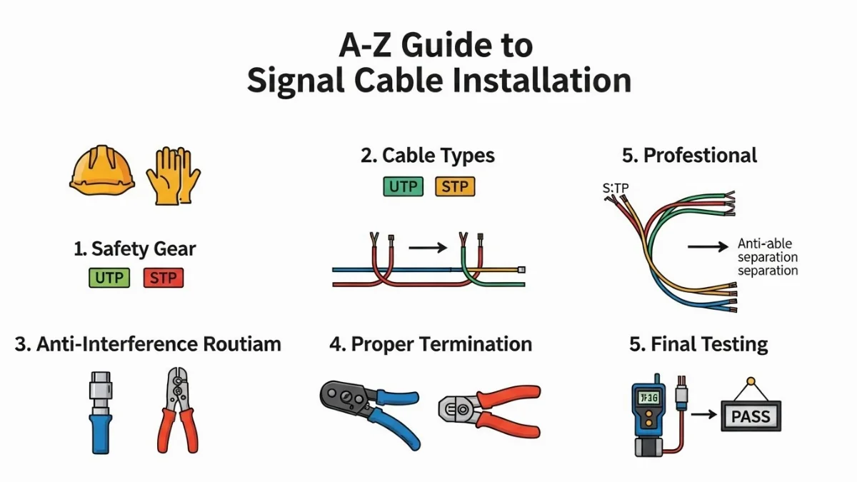 Hình ảnh minh họa một hệ thống cáp tín hiệu đi dây không khoa học