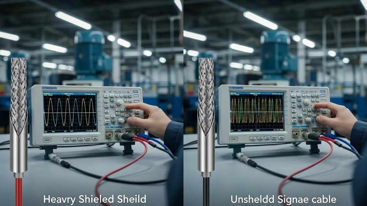 Sơ đồ cấu tạo cáp tín hiệu thường với lõi dẫn và vỏ bọc