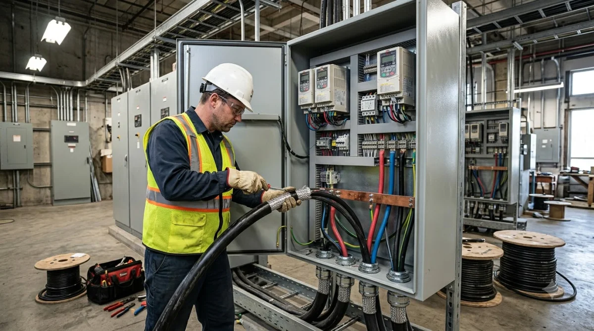Các Sai Lầm Thường Gặp Khi Chọn Và Thi Công Cáp Biến Tần Ứng dụng thực tế hướng Dẫn Chọn Tiết Diện & Thi Công Cáp Biến Tần VFD Tránh Quá Nhiệt, Sụt Áp – các Sai Lầm Thường Gặp Khi Chọn Và Thi Công Cáp Biến Tần